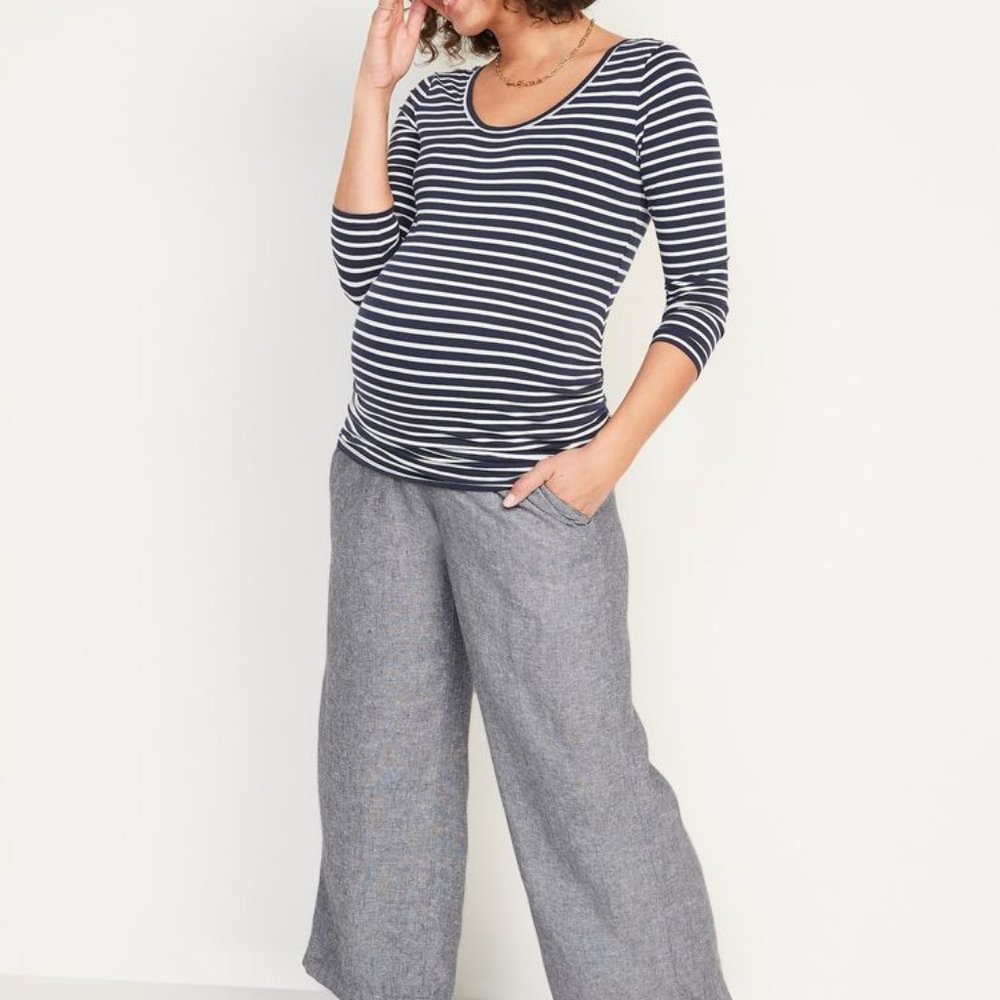 Old Navy Linen Maternity Rollover Capri